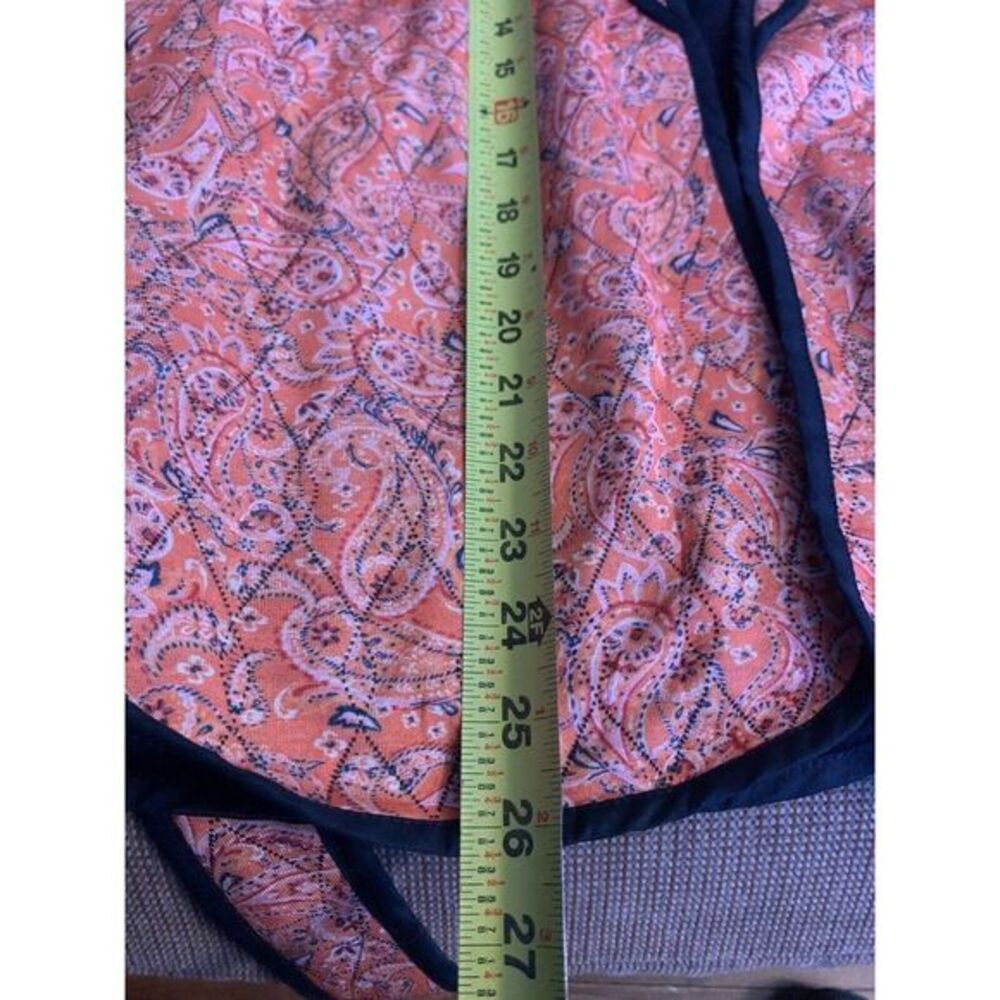 J Jill Belted Quilted Ruana Jacket Kimono Size S-L Orange Paisley Belted - Picture 7 of 7